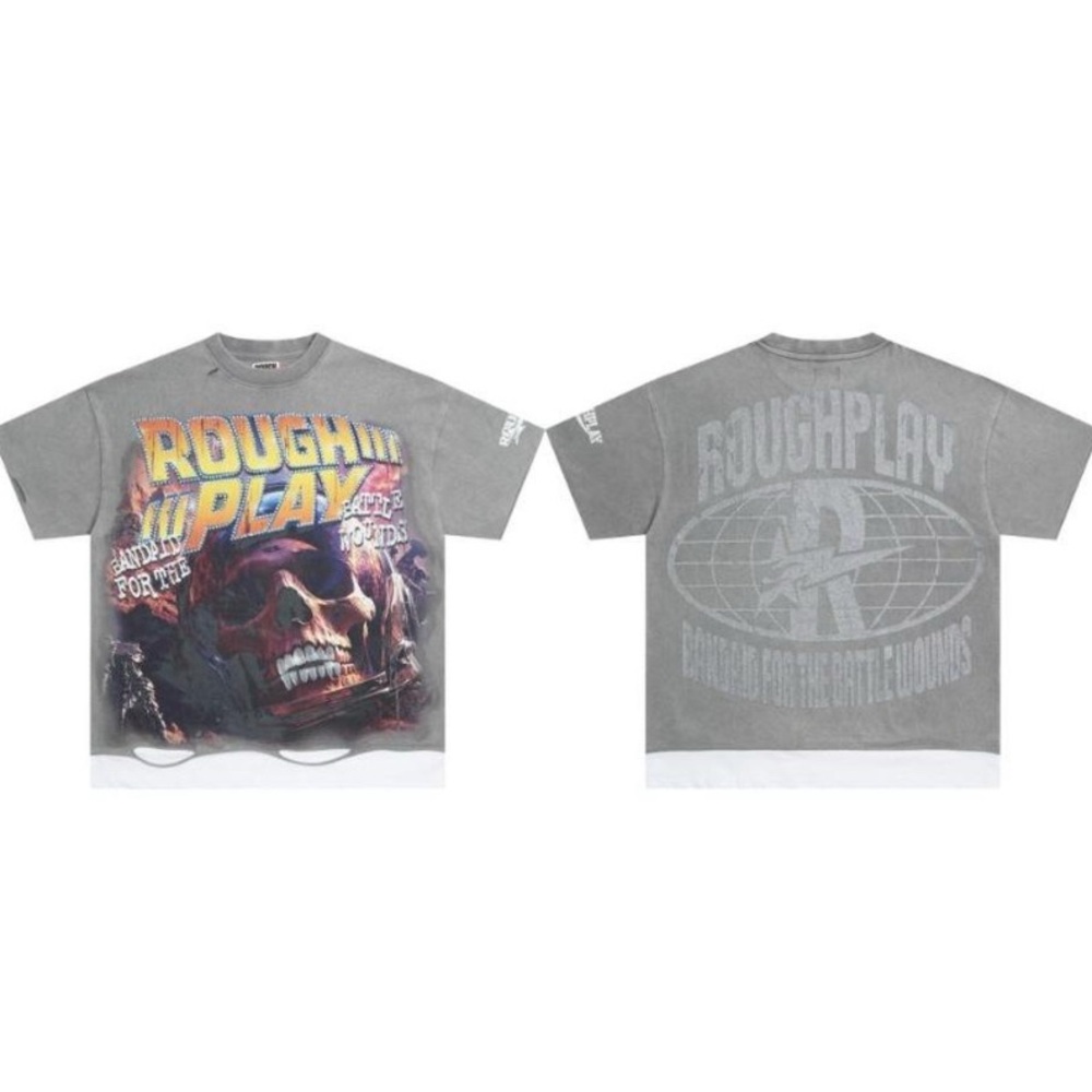 Gray Rough Play Graphic T-Shirt